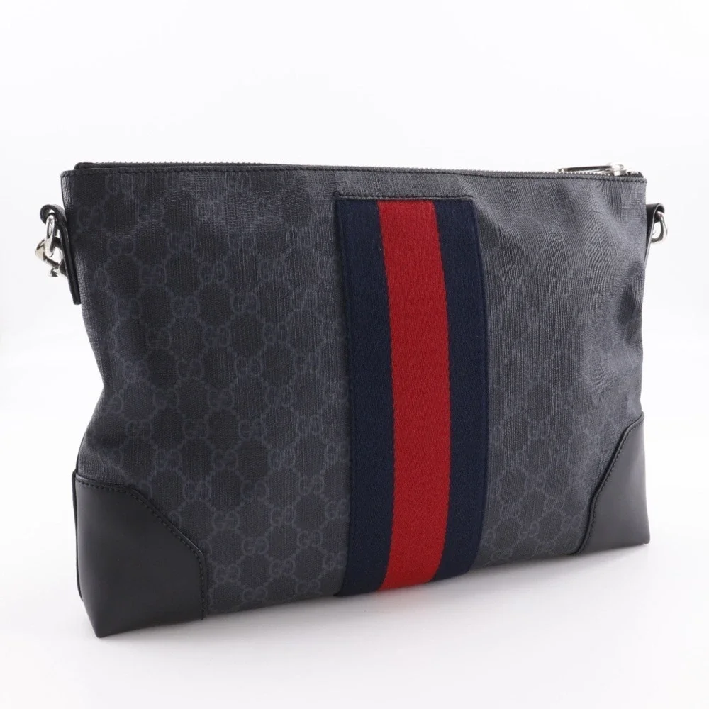 GUCCI Black Canvas Messenger Shoulder Bag